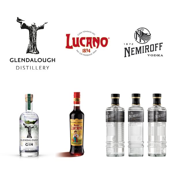 Logos und Flaschen Glendalough Lucano Nemiroff