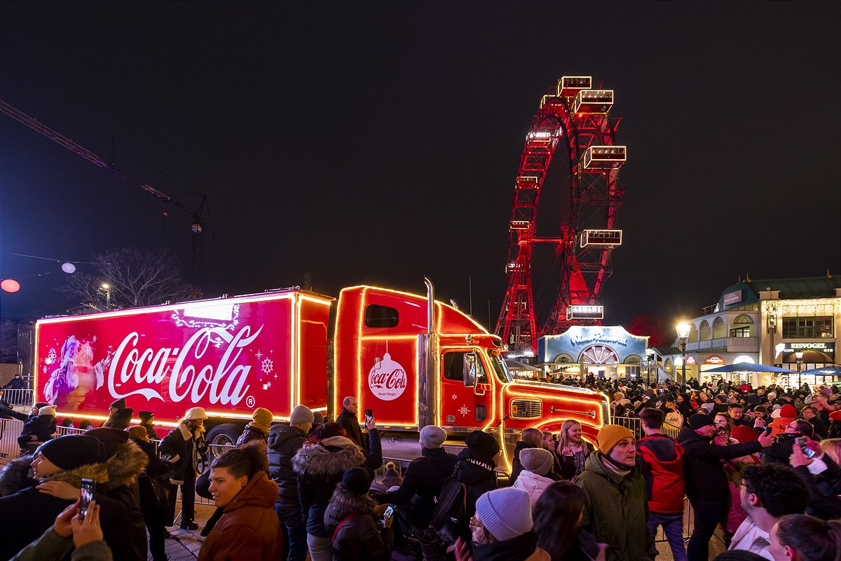 Der Coca-Cola Weihnachtstruck war im Wiener Prater