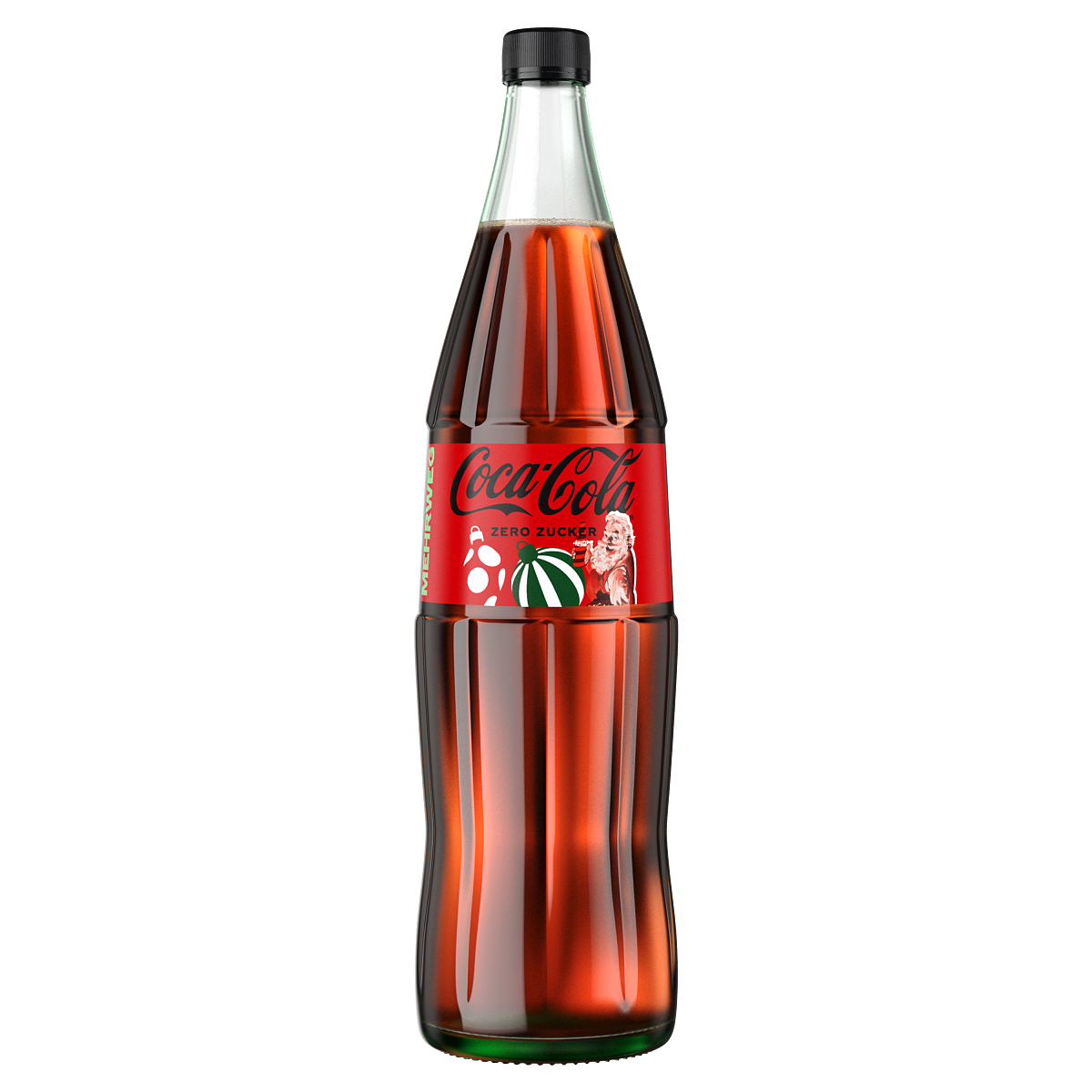 Coca-Cola zero 1L Glas Xmas